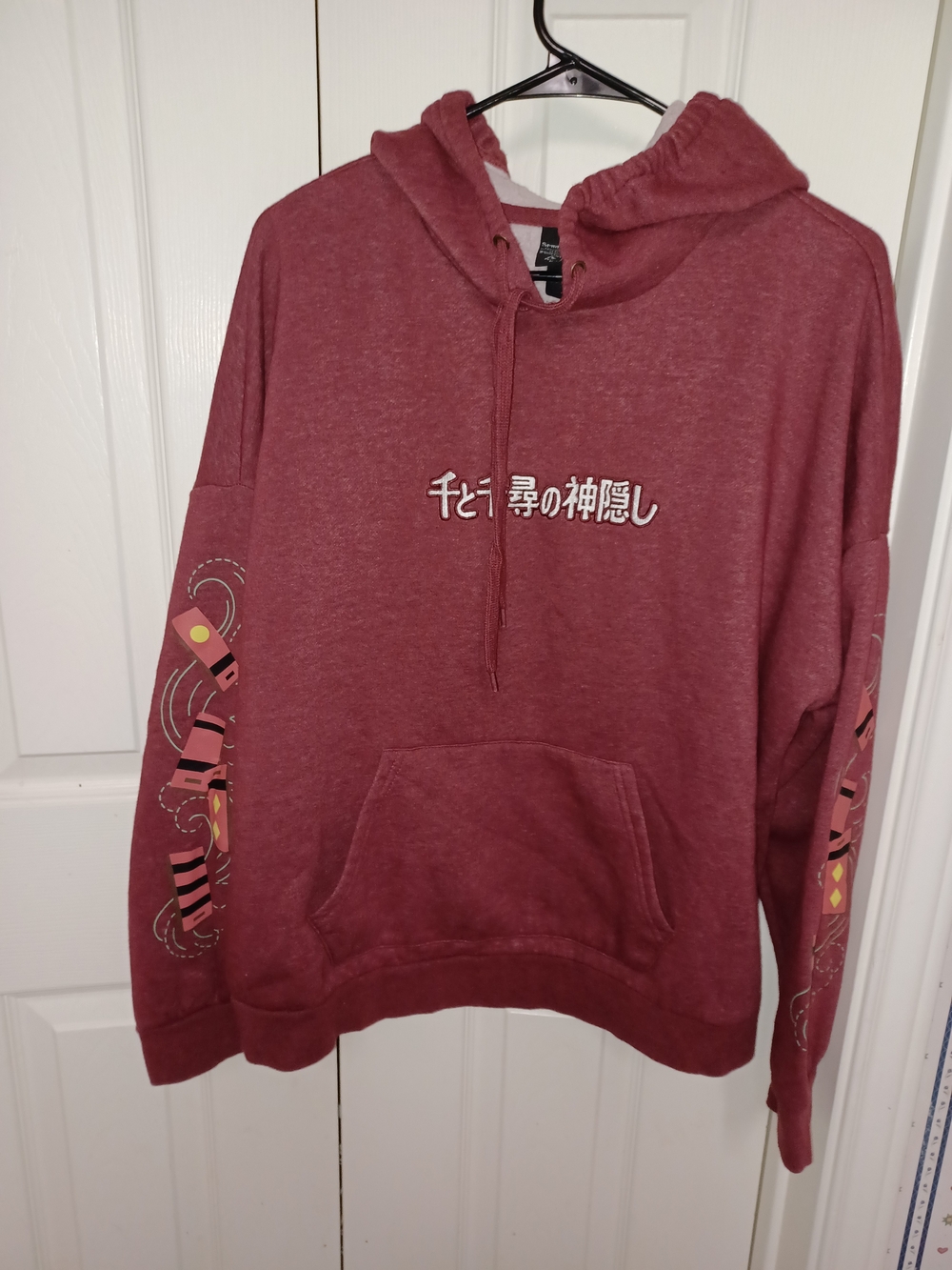 Spirited Away Maroon Graphic Hoodie Sweatshirt with Japanese Script